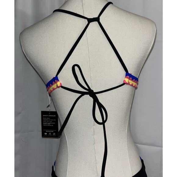 Bikinx Black w/Neon Pink Trim Bikini Set Women’s Medium Two Piece Swimsuit - Picture 8 of 11